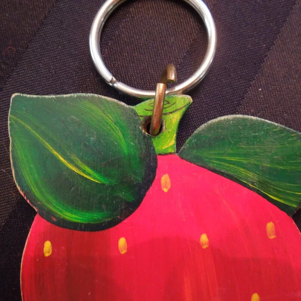 Vintage Signed Mary McDaniel Strawberry Keychain